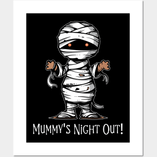 Mummy´s Night Out Halloween T-Shirt, Spooky Mummy Design, Scary Tee, Horror Top, Trick or Treat Apparel, Gift for Mom Posters and Art